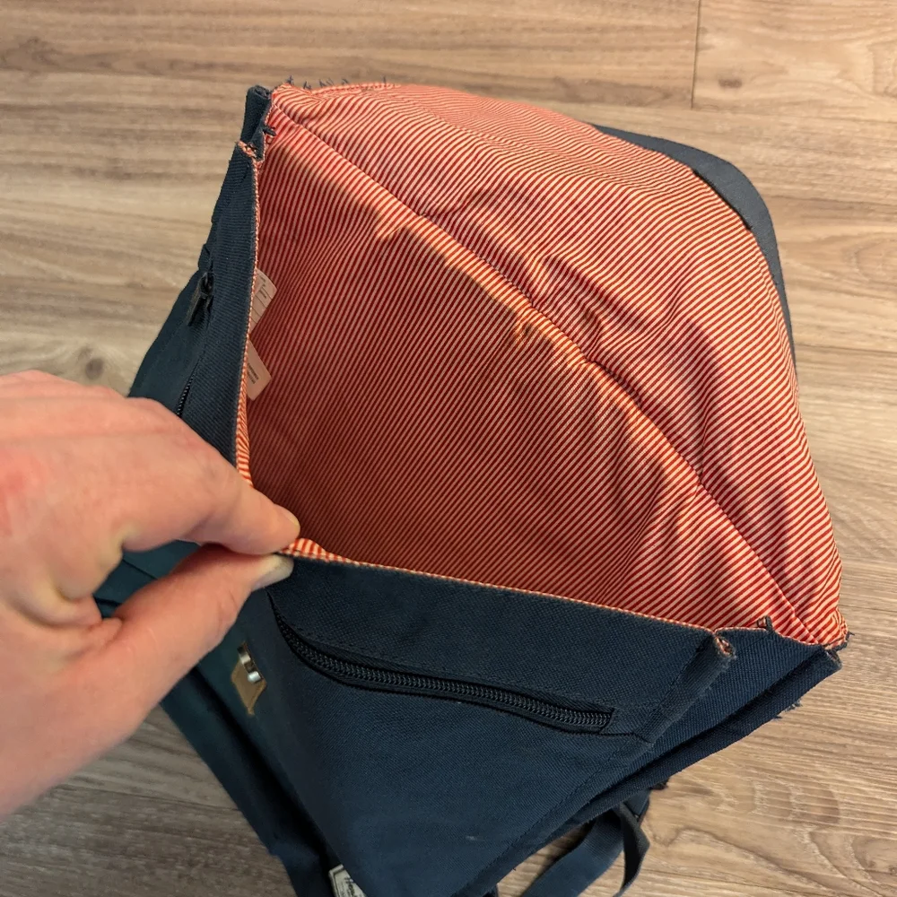 Herschel blue canvas laptop flip top backpack
